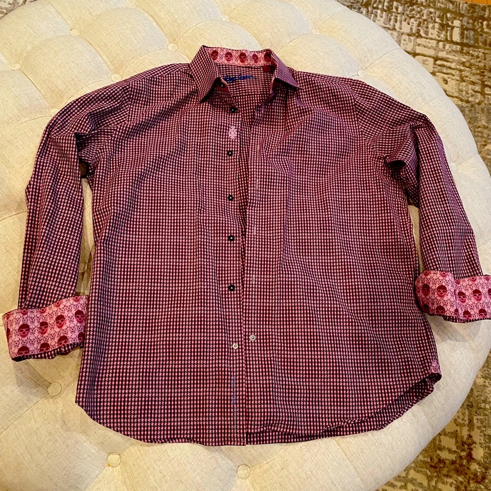 Robert Graham men's long  sleeve button down Shirt adult Large 16 1/2 42